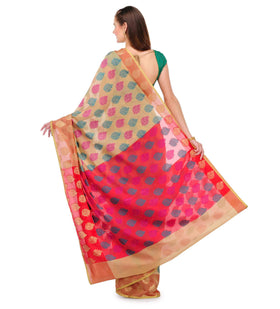 Beige Chanderi Cotton Banarasi Saree