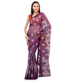 Purple Chanderi Cotton Banarasi Saree