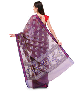 Purple Chanderi Cotton Banarasi Saree