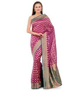 Dark Purple Silk Georgette Upada Saree