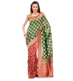 Green & Maroon Silk Georgette Upada Saree