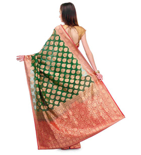 Green & Maroon Silk Georgette Upada Saree