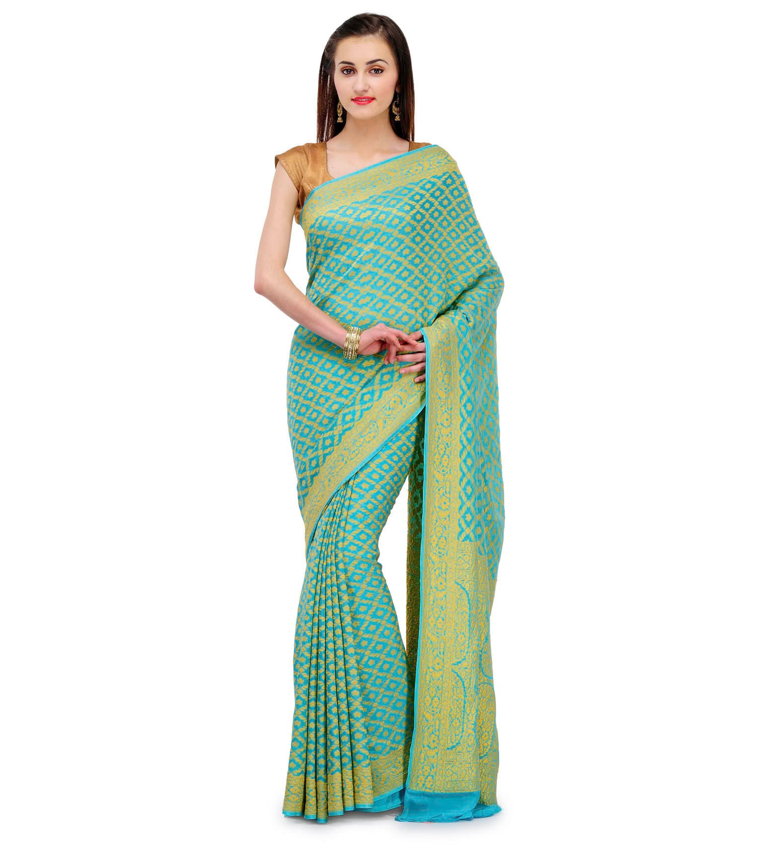 Sea Green Handloom Khaddi Chiffon Saree