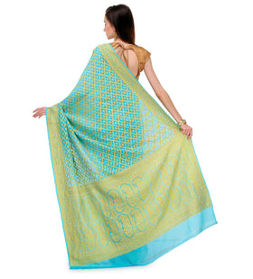 Sea Green Handloom Khaddi Chiffon Saree