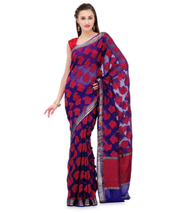 Royal Blue Handloom Khaddi Chiffon Saree