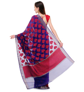 Royal Blue Handloom Khaddi Chiffon Saree