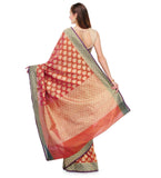 Peach Silk Georgette Upada Saree