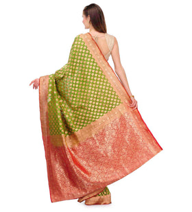 Green Silk Georgette Upada Saree