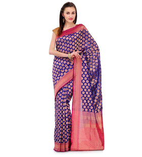 Royal Blue Silk Georgette Upada Saree