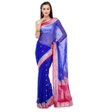 Royal Blue Handloom Khaddi Chiffon Saree