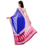 Royal Blue Handloom Khaddi Chiffon Saree