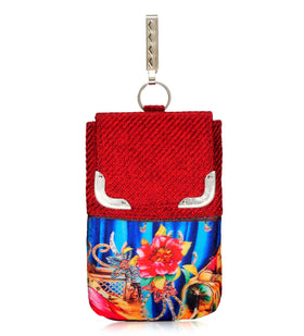 Maroon Jute Printed Mobile Pouch