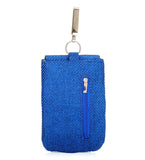 Royal Blue Jute Printed Mobile Pouch