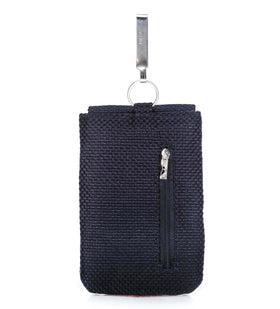 Black Jute Printed Mobile Pouch