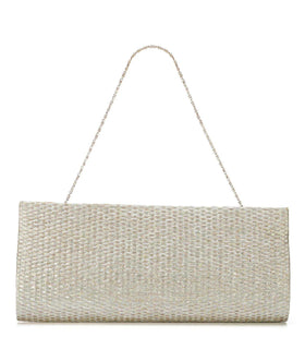 Silver Jute Stone Studded Clutch