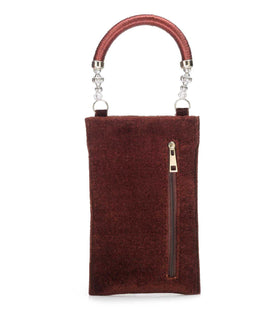 Brown Velvet Mobile Pouch