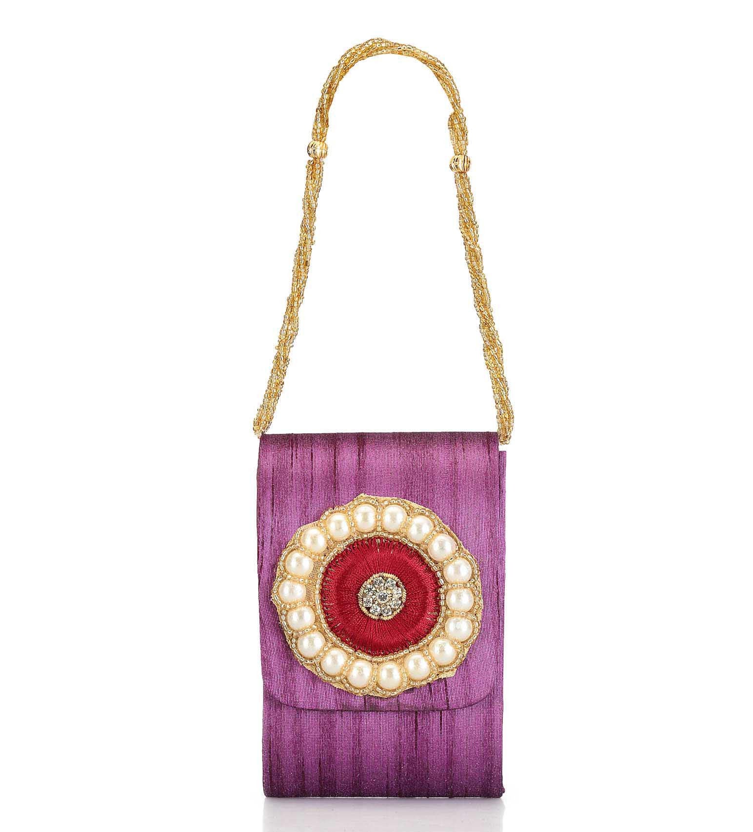 Violet Art Silk Mobile Pouch