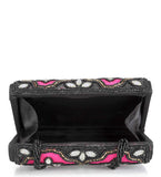 Black & Magenta Art Silk Clutch