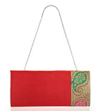 Red Art Silk Brocade Clutch