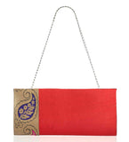 Red Art Silk Brocade Clutch