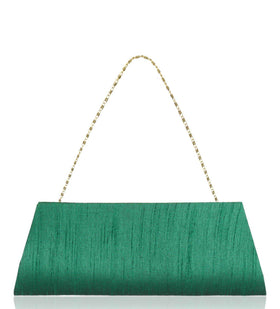 Green Art Silk Stone Studded Clutch