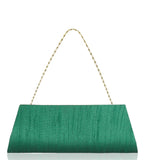 Green Art Silk Stone Studded Clutch