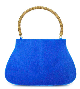 Royal Blue Velvet Studded Handbag