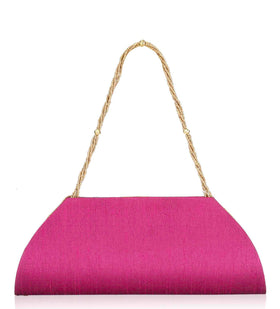 Purple Art Silk Studded Clutch with Chain