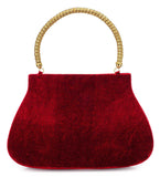 Maroon Velvet Studded Handbag