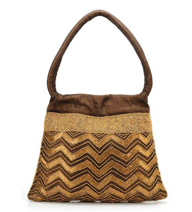 Brown Art Silk Handbag