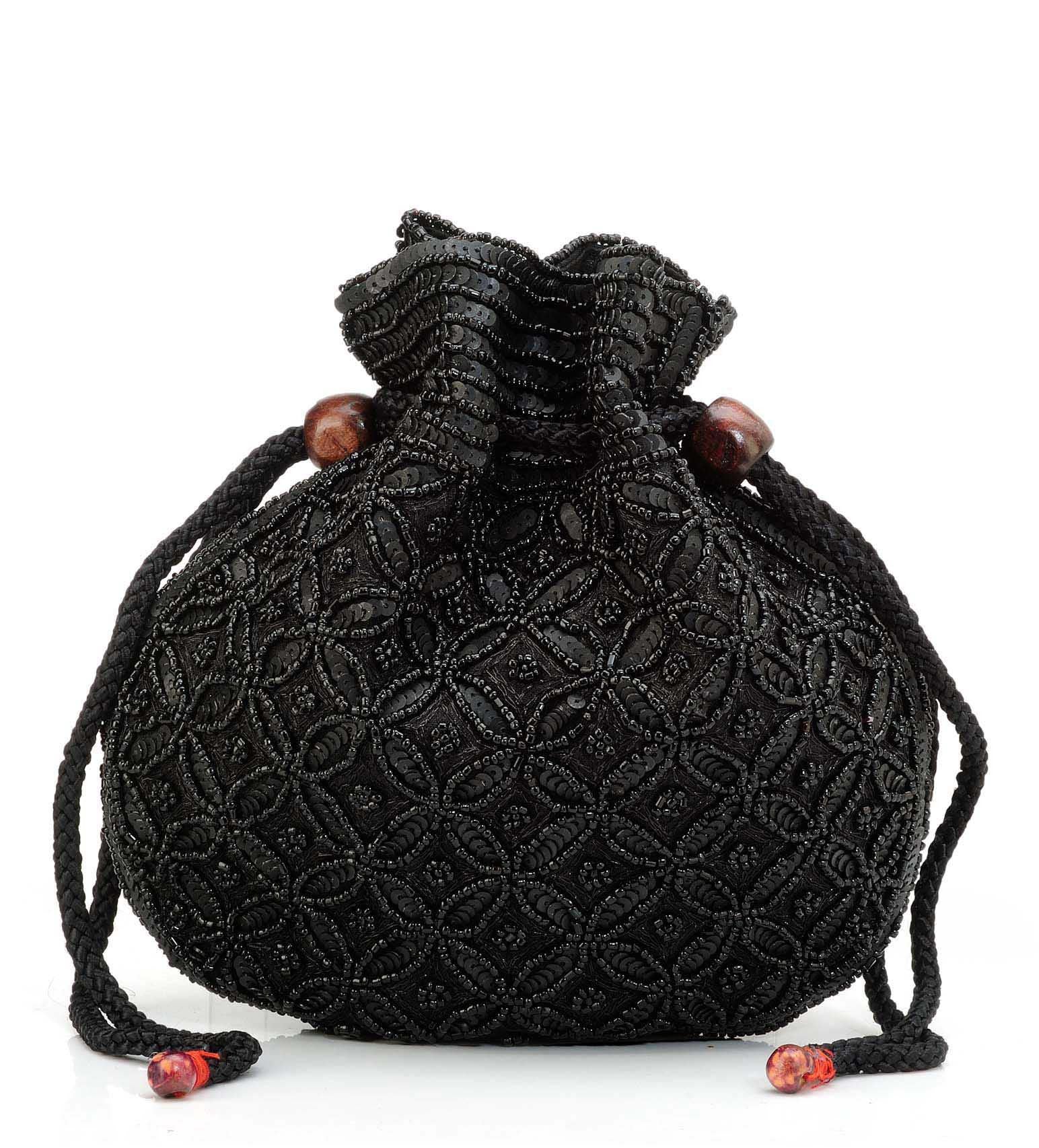 Black Satin Potli Bag