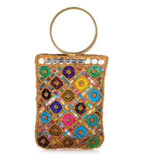 Copper Satin Potli Bag with Resham Hand Work