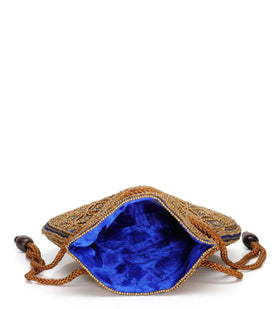 Royal Blue Satin Potli Bag