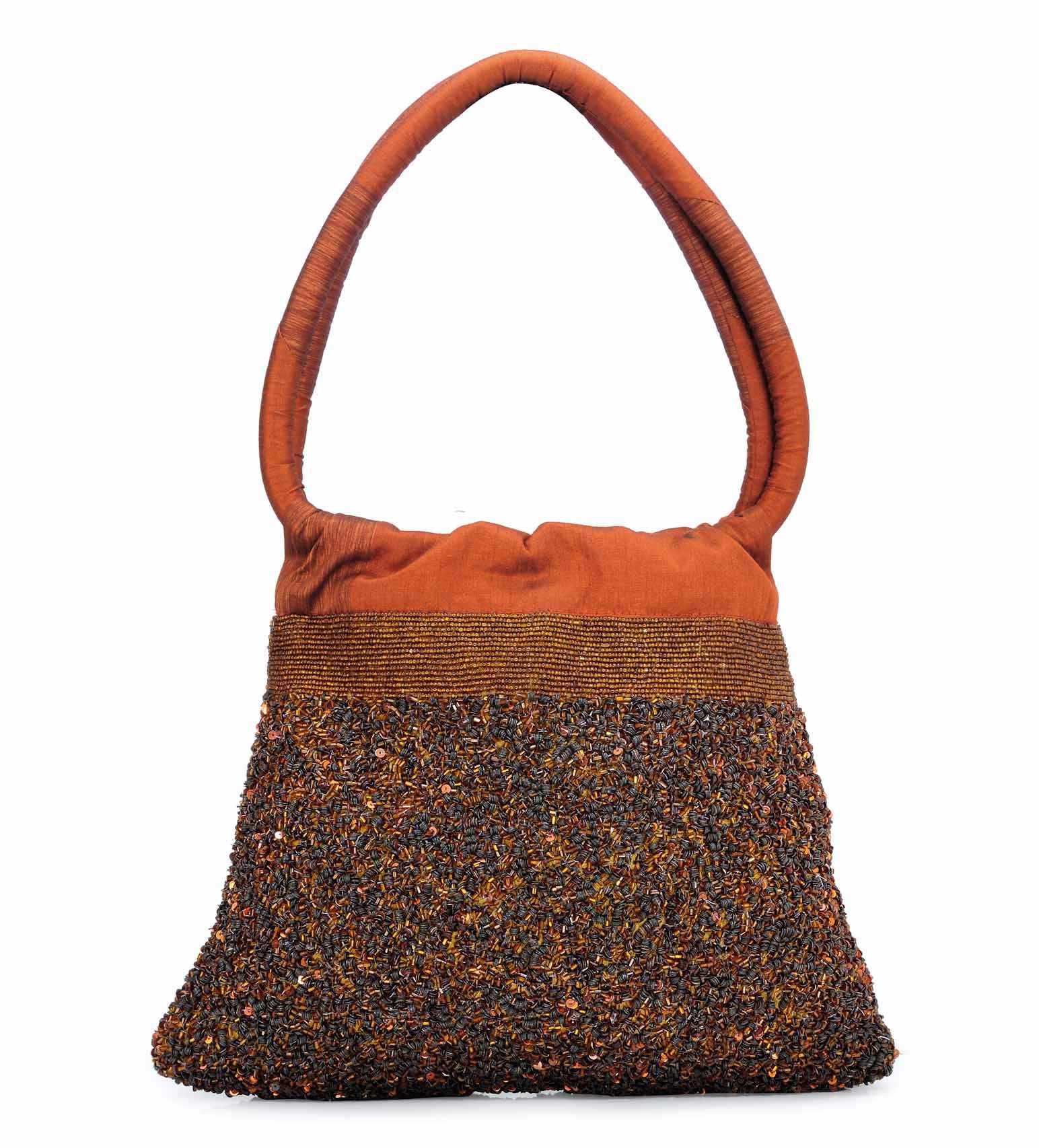 Copper Art Silk Handbag