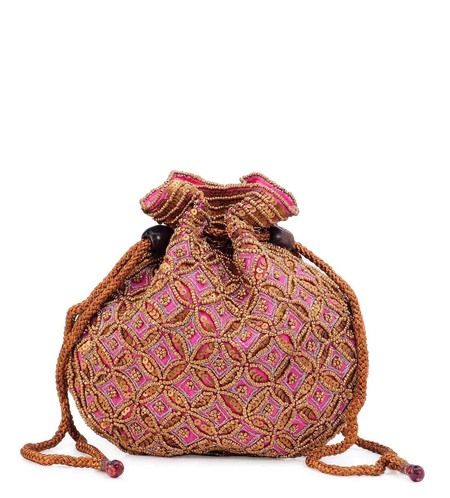 Magenta Satin Potli Bag