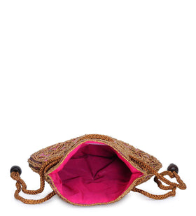 Magenta Satin Potli Bag