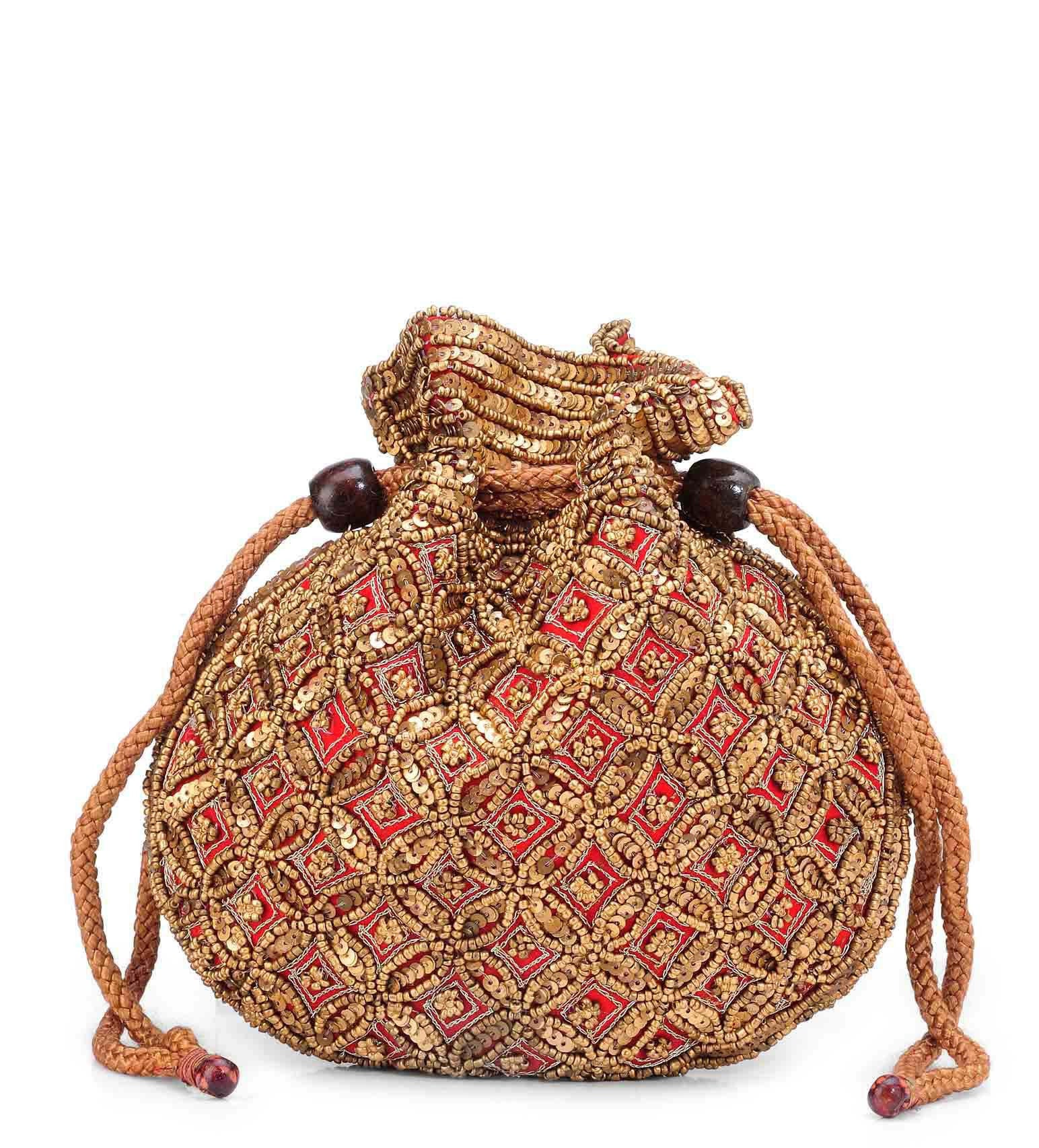 Rust Satin Potli Bag