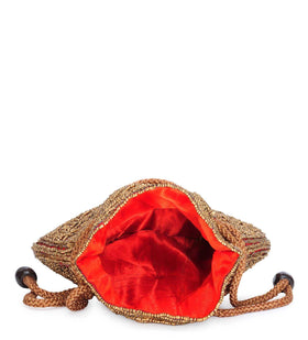 Rust Satin Potli Bag