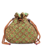 Green Satin Potli Bag