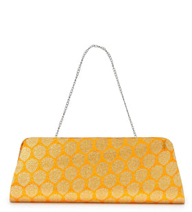 Golden Brocade Stone Studded Clutch