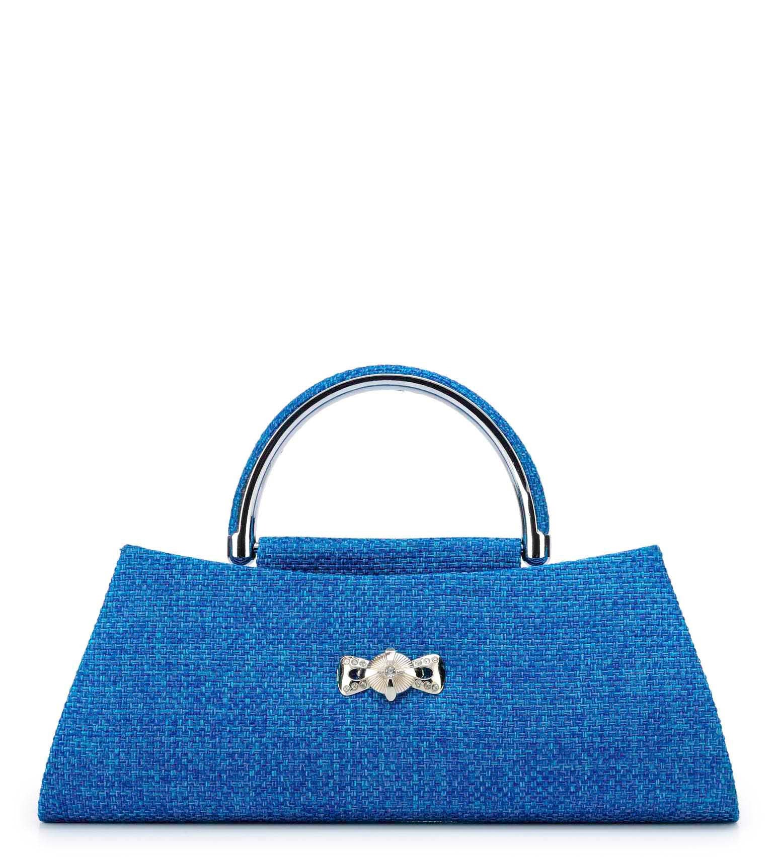 Royal Blue Jute Stone Studded Clutch