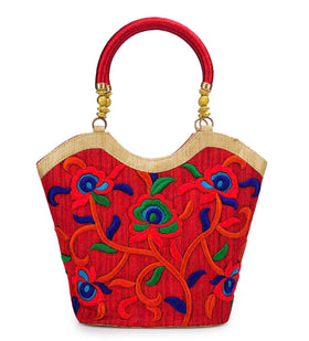 Maroon Art Silk Handbag