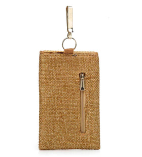 Brown Jute Designer Mobile Pouch