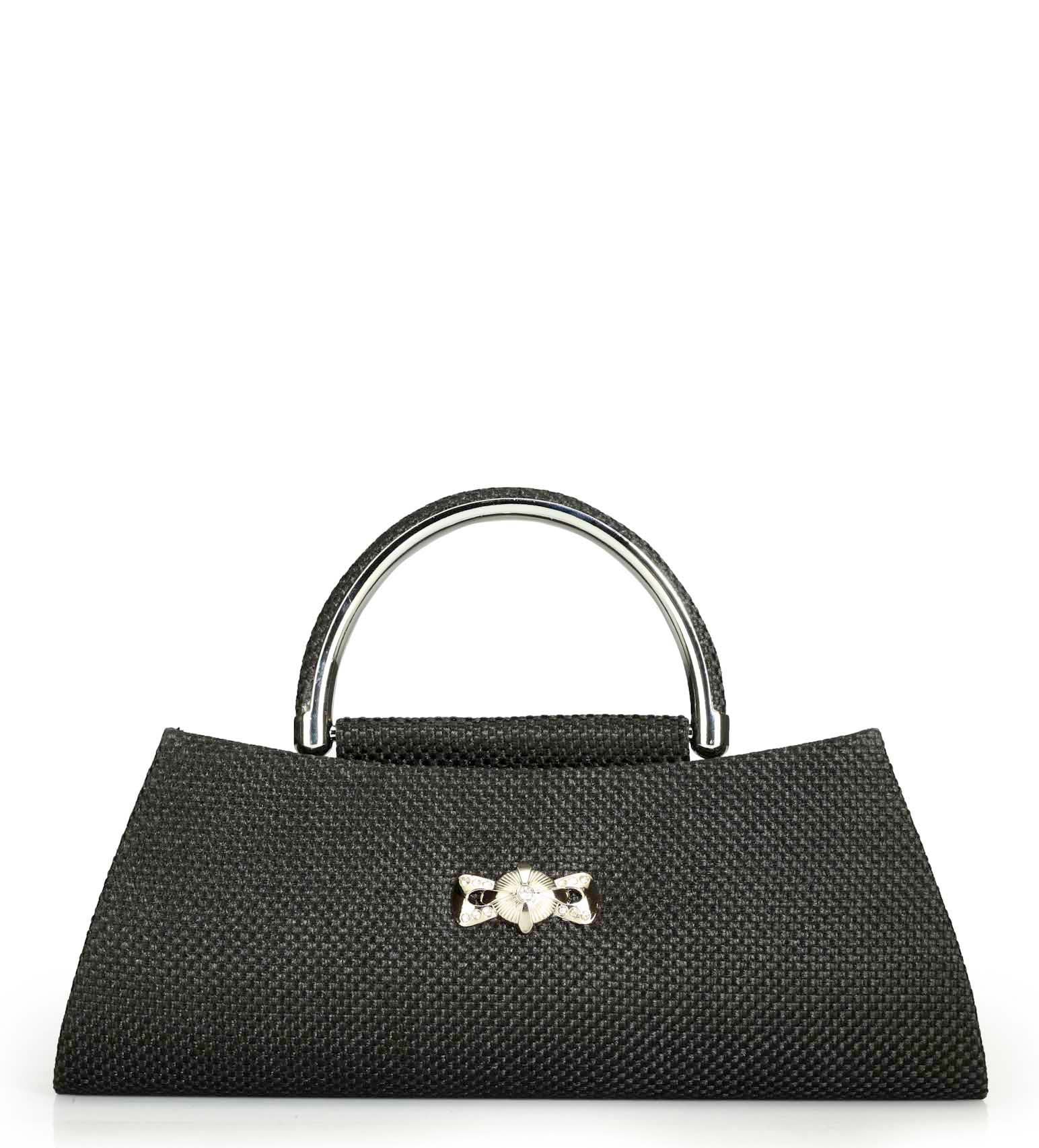 Black Jute Stone Studded Clutch