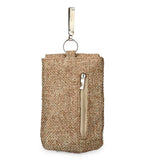 Light Brown Jute Printed Mobile Pouch