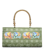 Green Satin Printed Clutch