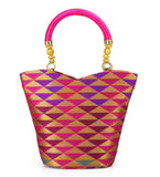 Magenta Art Silk Designer Handbag