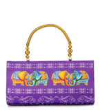 Purple Satin Printed Clutch