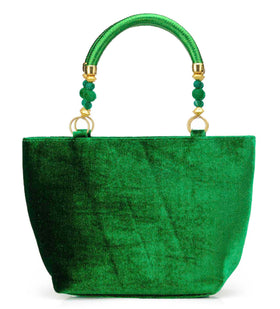 Green Velvet Sequin Studded Handbag