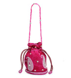 Magenta Velvet Stone Studded Potli Bag